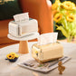 Luxurious Elegant Metallic Gold Silver Tissue Box Tabletop Napkin Holder For Home And Office Convenient Usage Organizer