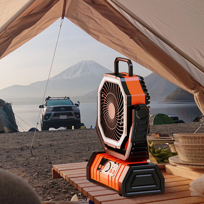 Camping Fan 20000mAh Rechargeable Outdoor Fan with LED Light Hook Remote Control Auto Oscillating