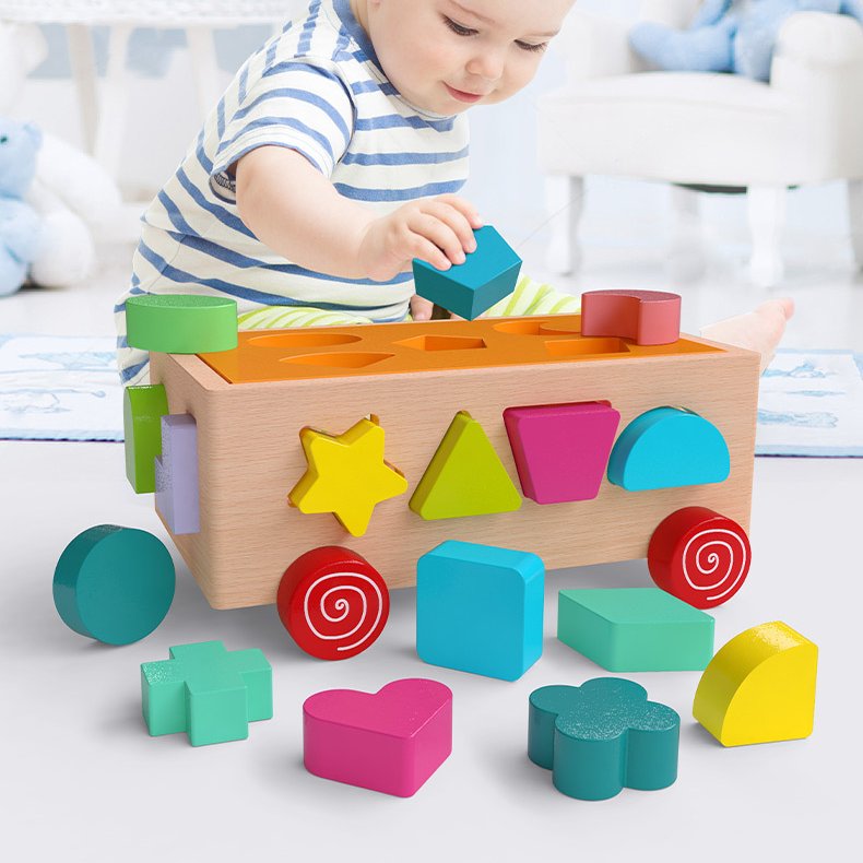 Kids Shape Sorter Learning Toys for Toddlers,Stacking Blocks Montessori Toys Preschool Gift