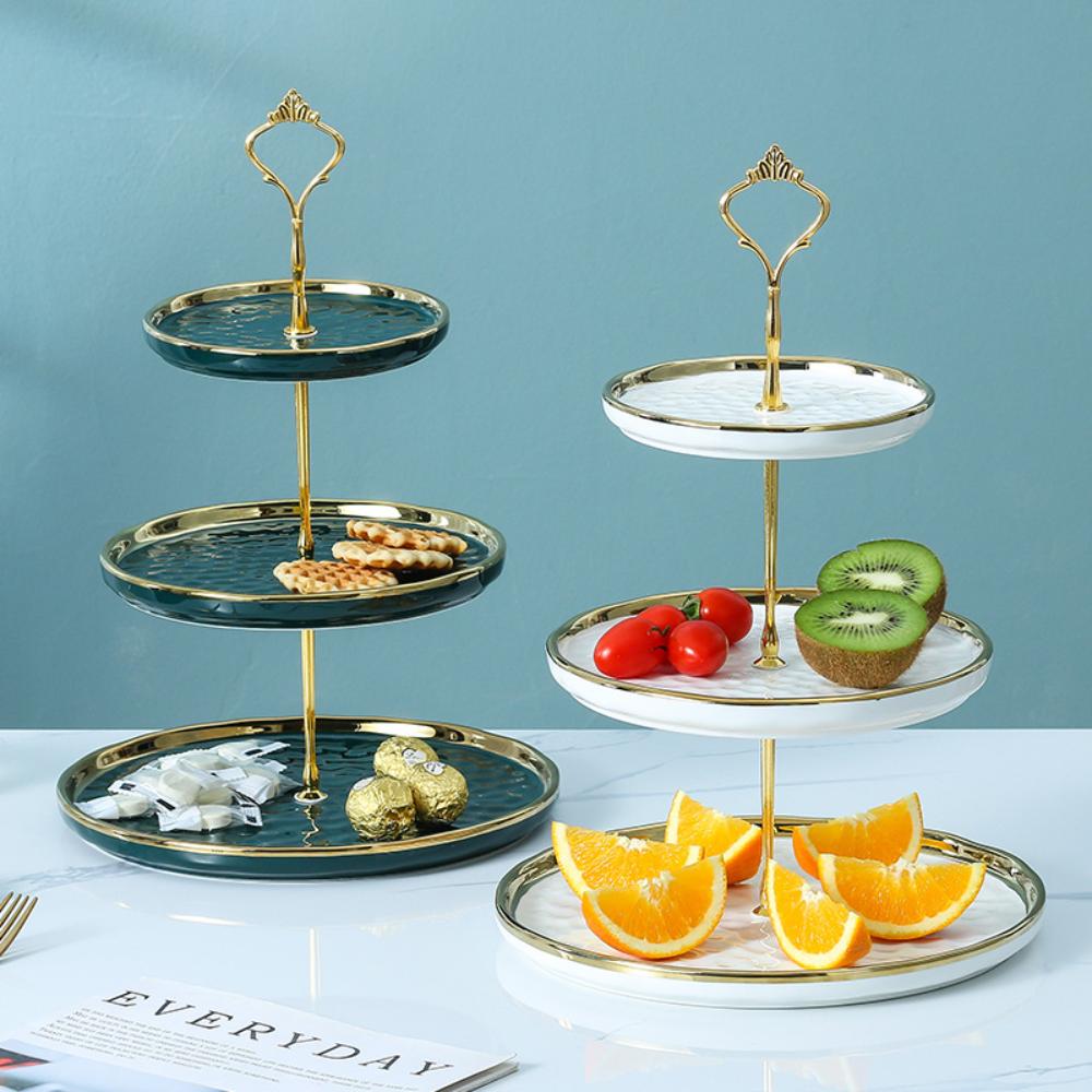 Luxury 3 Tier Ceramic Cake Stand Candy Snack Display Rack Party Three Layers Fruit Dish Nordic Dessert Table Multi-Layer