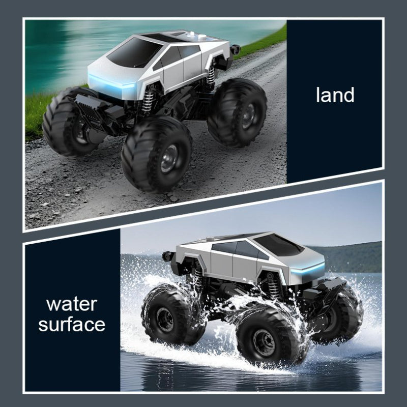 Tesla Cybertruck Remote Control Amphibious Truck, 360° Spin Stunt RC Car, USB Rechargeable Off-Road Toy Gift for Kids