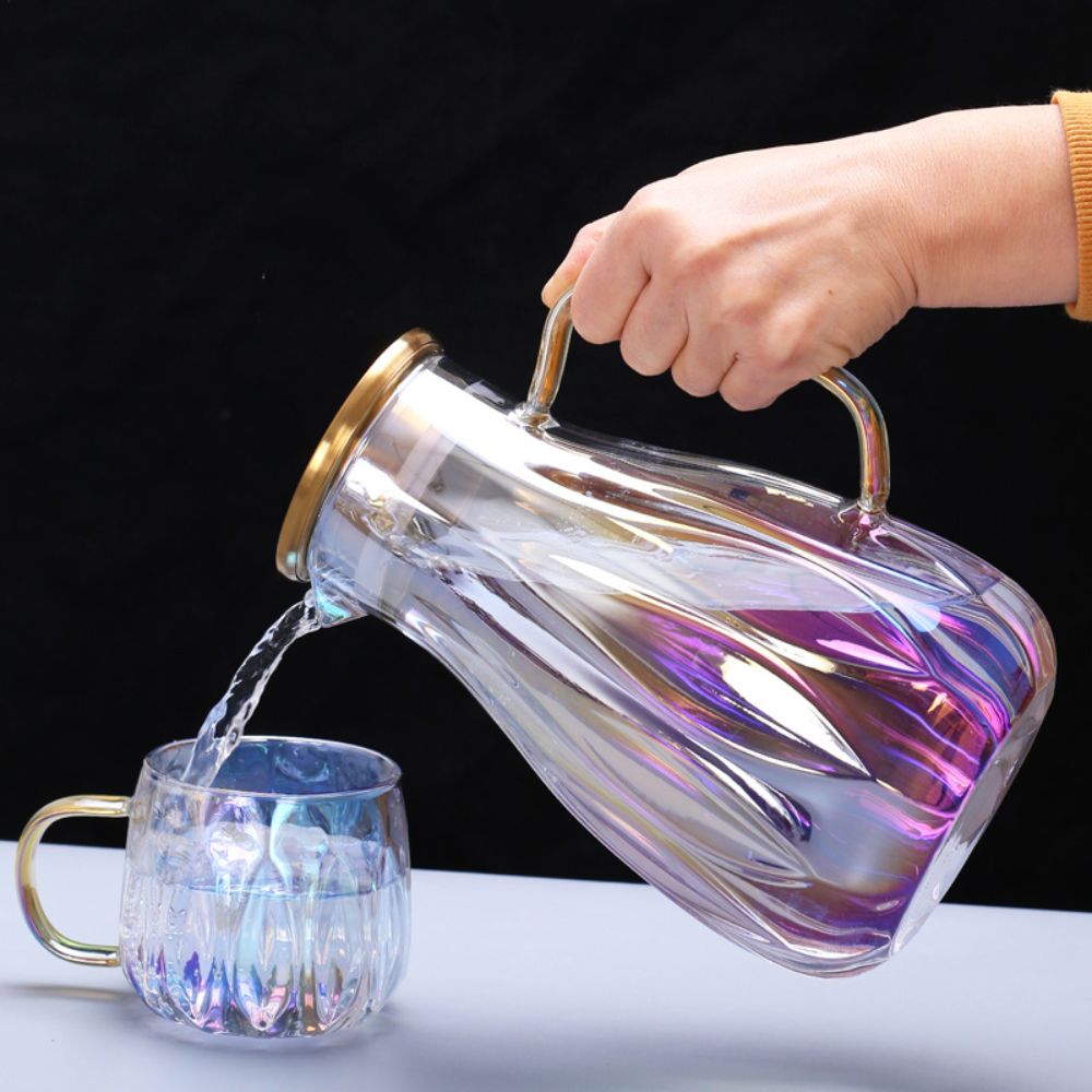 2L Colorful Cold Kettle Amber Glass Water Jug Heat Resistant Glass TeaPot Water Carafe Juice Lemonade Glass Pitcher