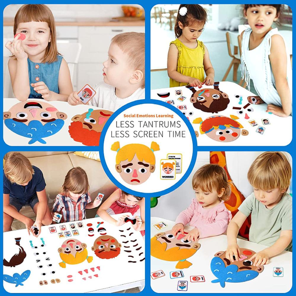 Kids Social Emotional Learning Busy Board with Emotion Cards for Faces Games Preschool Learning Sensory Autism Improving