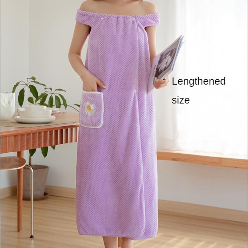 Bathrobe Can Wear Wrap Towel Adult Bath Absorb Water Than Pure Cotton Skirt Long Coral Fleece