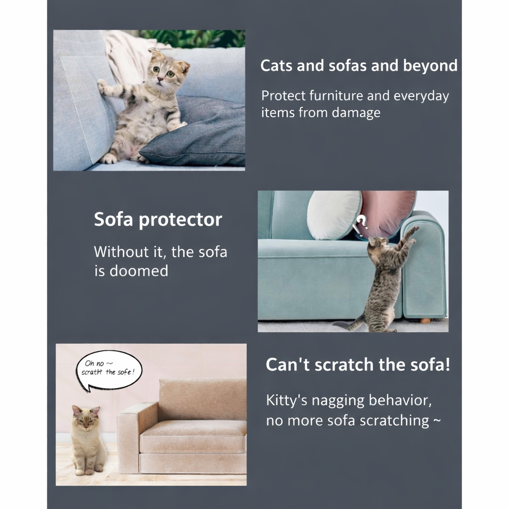 Cat Scratch Deterrent Sofa Stickers - PVC Pet Scratch Protectors for Doors & Furniture, Anti-Bite Guards for Cats & Dogs