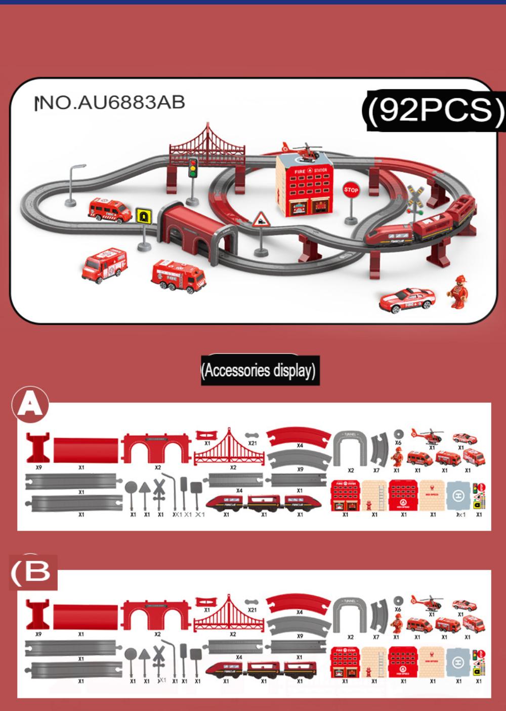 Train Set for Toddlers 92 Pcs Train Toys for Kids Ages 2-8 Electric Trains Set with Tracks (Magnetic Connection) railcar