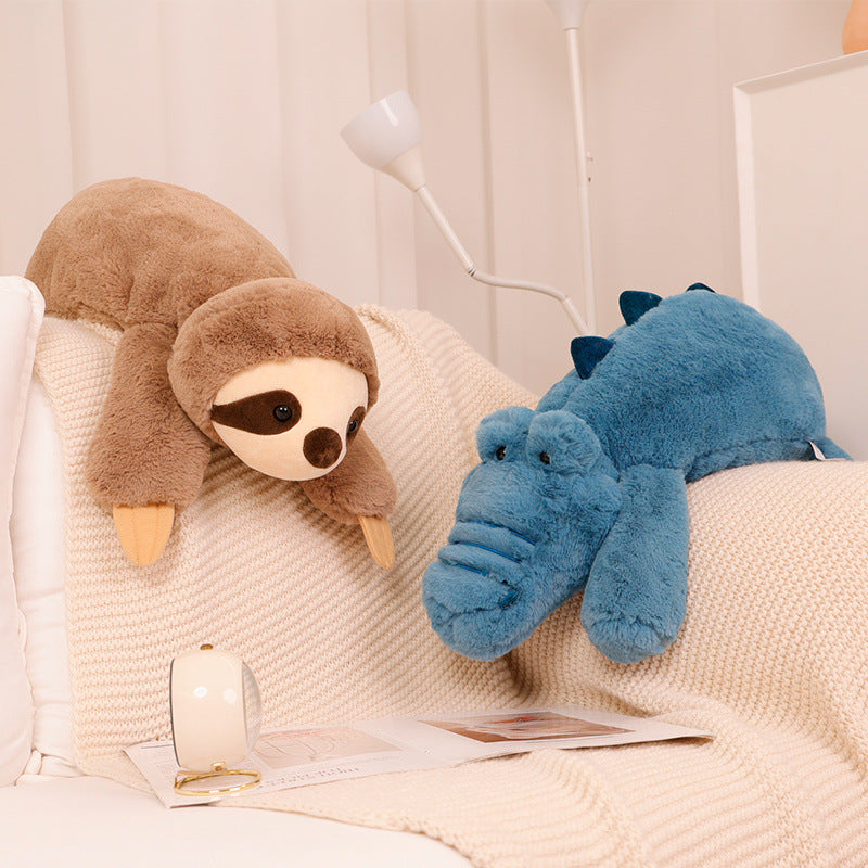 Animal Plush Toy Kids Toy Soft Crocodile Fluffy Toys Lying Pillow Stuffed Toys Backrest Sleeping Doll Racoon Sleeping Doll