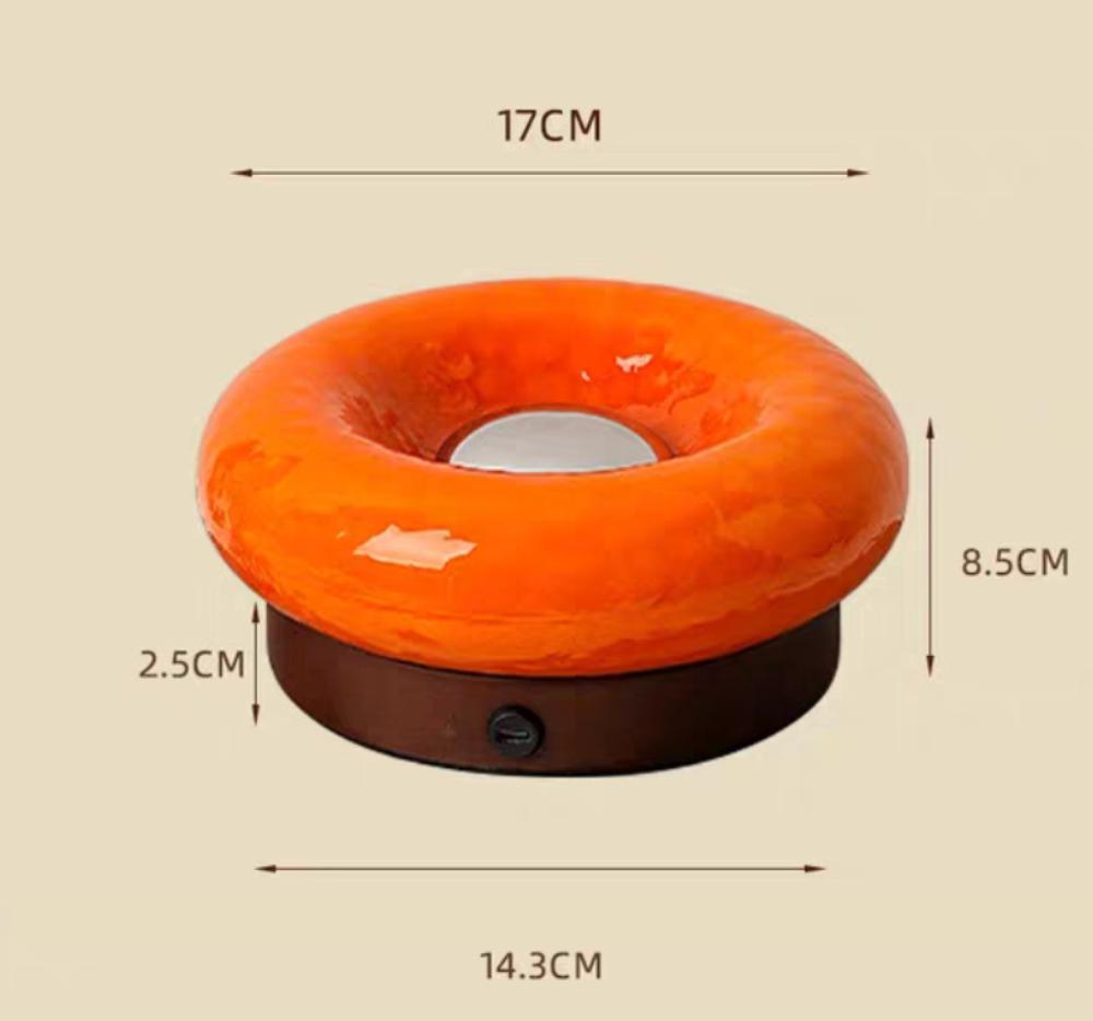 Internet Celebrity Ins Donut Touch Table Lamp Bauhaus Design Bedroom Bedside Ambience Light Solid Wood Charging Lamp