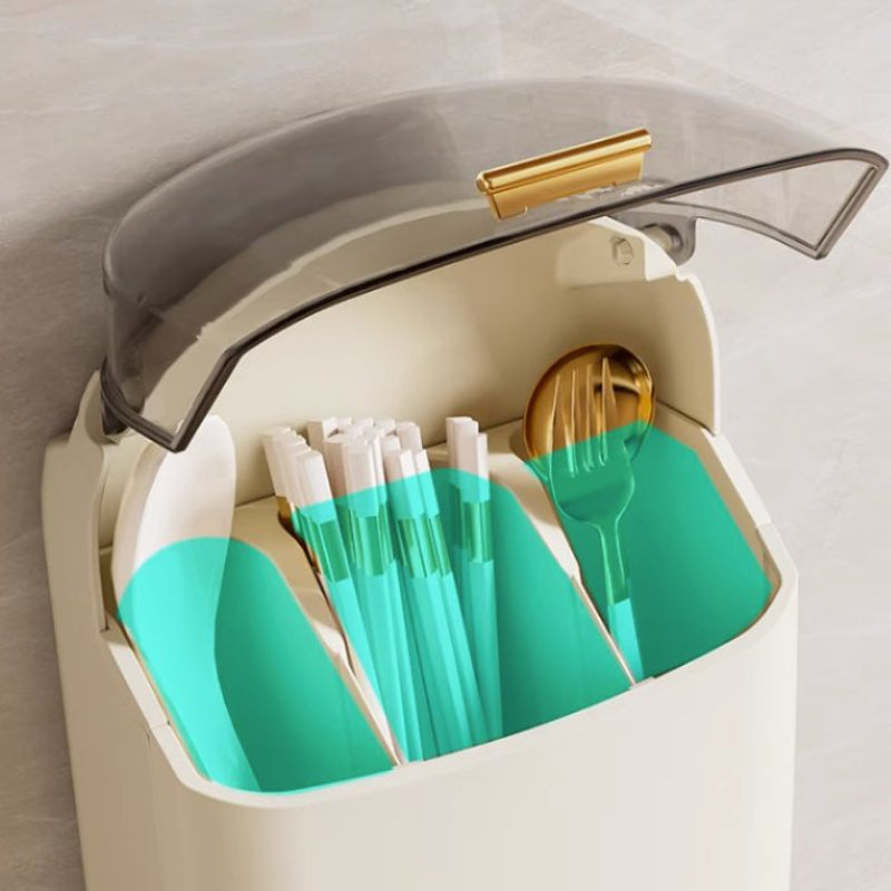 Multipurpose Cutlery Storage Box With Cover Lid On the Wall Storage Box Flatware Kitchen Household Utensil Dust Proof Chopstick Holder Chopsticks Spoon Fork Cover Containers