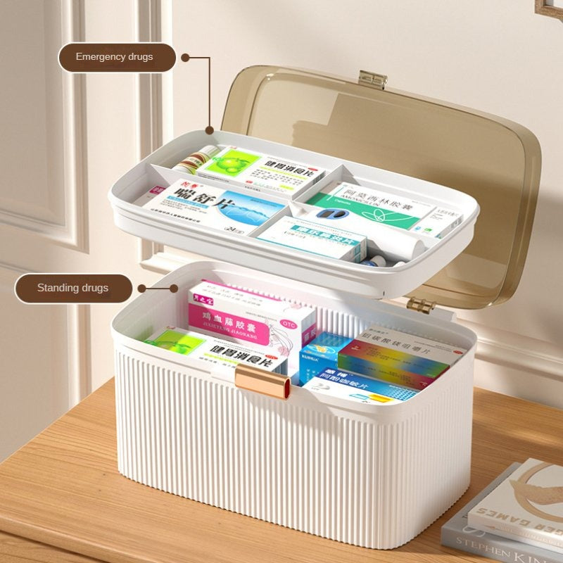 Multifunctional First Aid Box Household High-capacity Medical Box Multilayer Family Packaging Antigen Medicine Storage