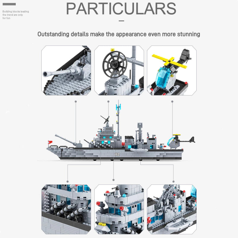 Large Aircraft Carrier Warship Model 6-in-1 Set – Educational Building Blocks Military Toy for Children
