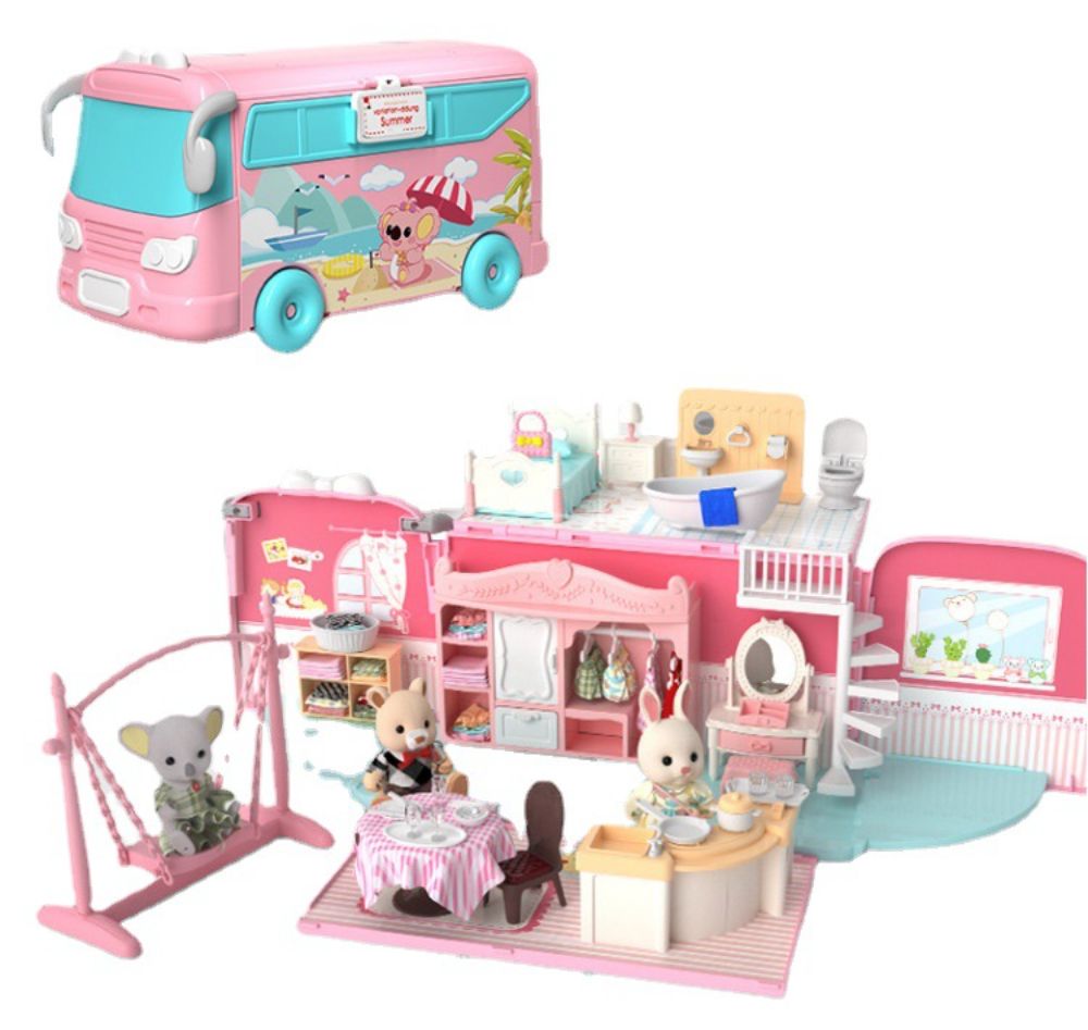 3 in 1 Bus Toys Koala Doll House Bus Girls Pretend Play Toys Early Education Toys For Kids Gifts Girls Premium Quality