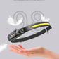 COB Headlight USB Rechargeable Head Lamp Super Bright Red Yellow White Light Multifunction Work Inspection Light