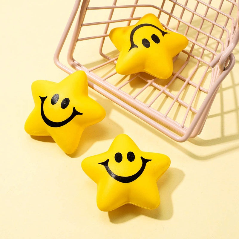 20 Pcs Star Mini Foam Smile Ball Smile Face Toys Mini Stress Relief Star Smile Balls