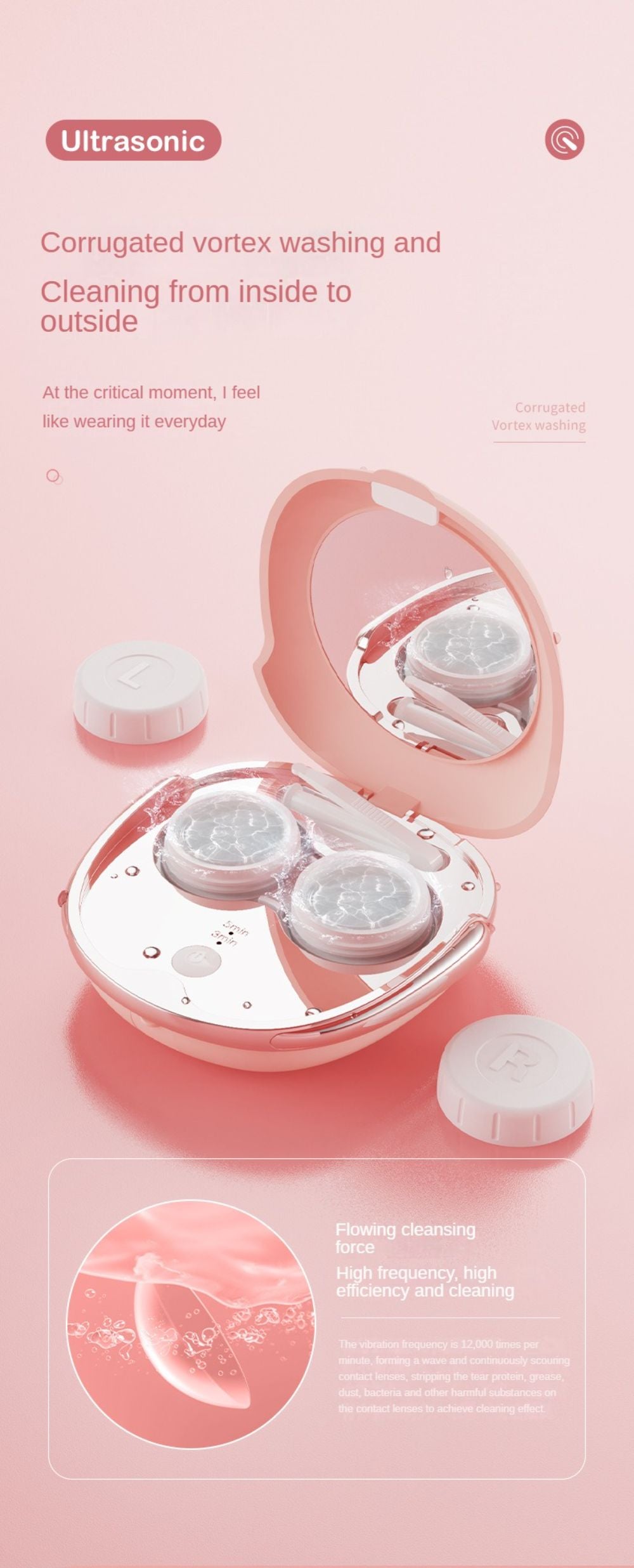 Mini Ultrasonic Cleaner Contact Lens Electric Automatic USB Charging High Frequency Glasses Washer Lens Box Cleaning