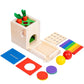 Montessori Toys for 1 2 Year Old, 4 in 1 Wooden Toy Box Includes Object Permanence Box, Carrot Harvest, Shape Sorter-Educational Toys