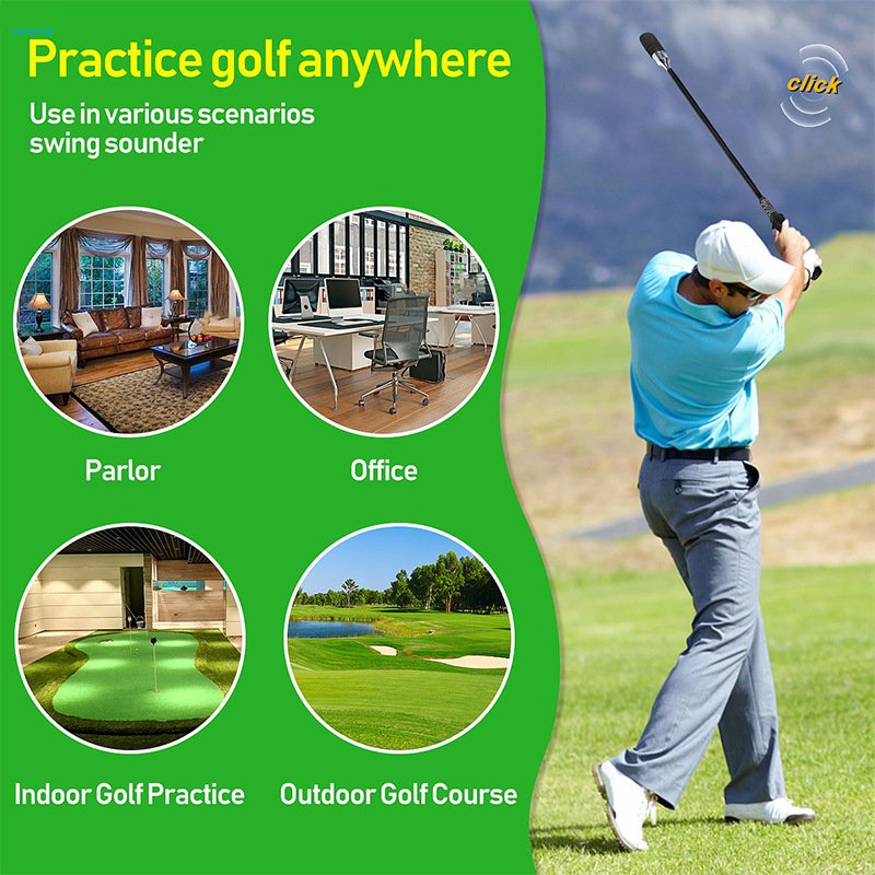 Golf Swing Trainer Black Indoor and Outdoor Practice Stick Hand Grip