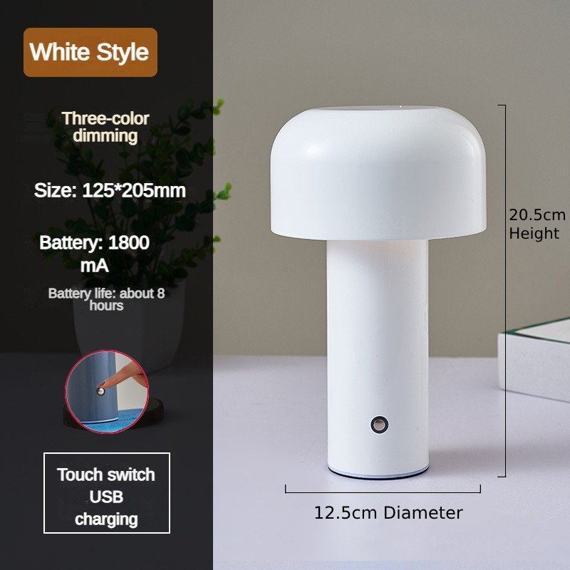 Italian Mushroom Lamp Portable Wireless Touch Rechargeable Table Lamp USB Desk Lamp Desktop Decoration Bedroom Simple Night Light