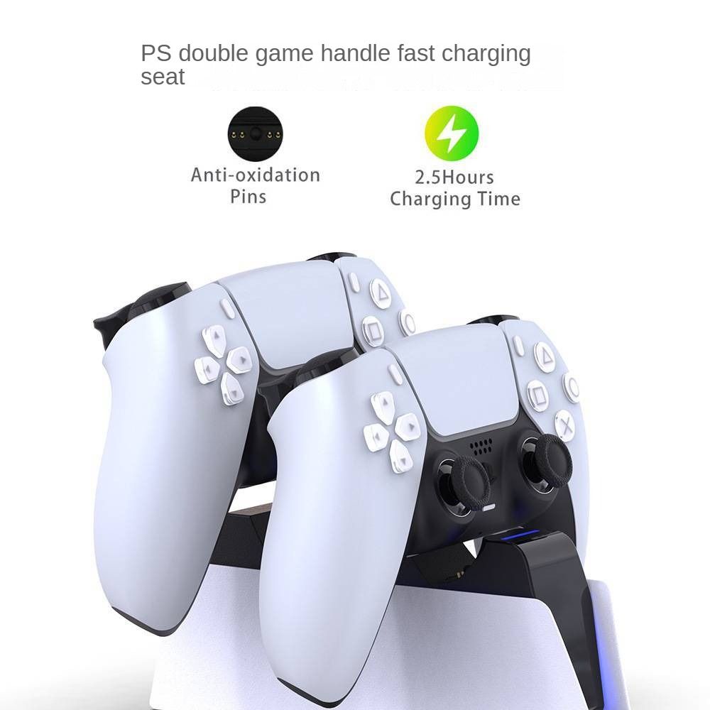 Dual Controller Charger for PS5 DualSense Controllers Fast Charging, Game Handle Design, and Tri-Protection Safety