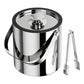 3.0L Stainless Steel Ice Bucket with Lid, Strainer & Tong – Double Wall Insulated Ice Container for Wine, Beer, Parties & Bar Use
