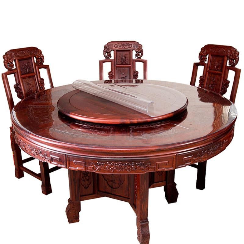 Transparent Round Table Cover PVC Waterproof Table Protector Clear Plastic Round Table Mat Anti-Slip Heat Resistant Desk Cover for Dining Table