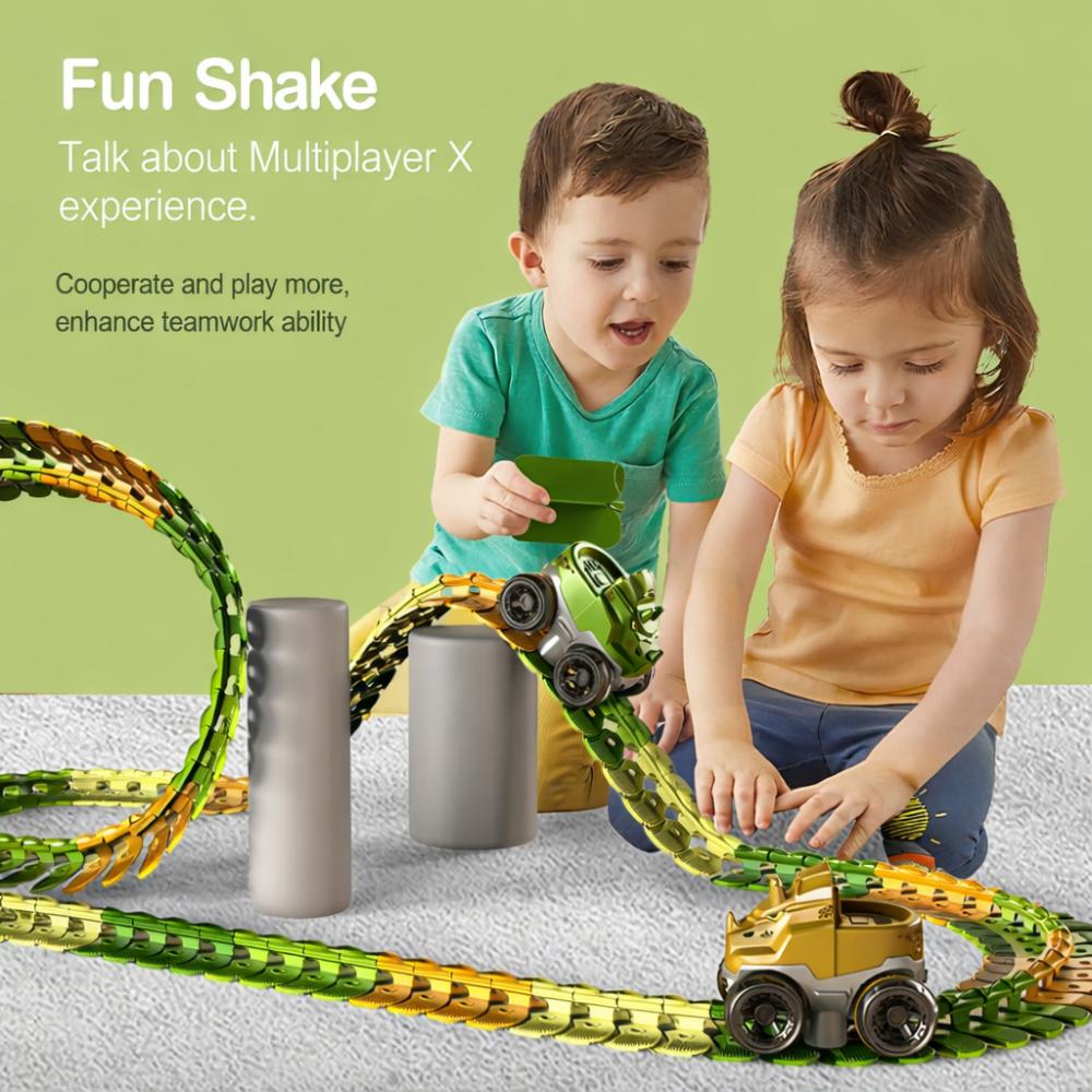 Kids Electric Rail Cars Toy Dinosaur Anti-Gravity Railcar DIY Assemble Small Train Track Puzzle Toy Dinosaur toy car