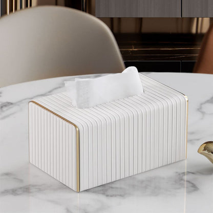 Luxury Classical Style Tissue Box Leather Cover Desktop Organizer Box Napkin Remote Control Storage Case Elegant