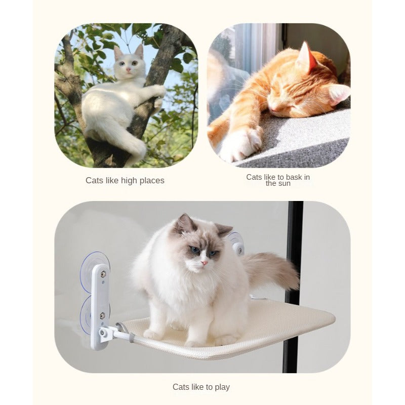 Cat Hammock Window Cat Nest Sunbathing Hanging Bed Balcony Cat Nest Suction Cup Type Glass Hammock Wall Hanging Folding Cat Bed Supplies