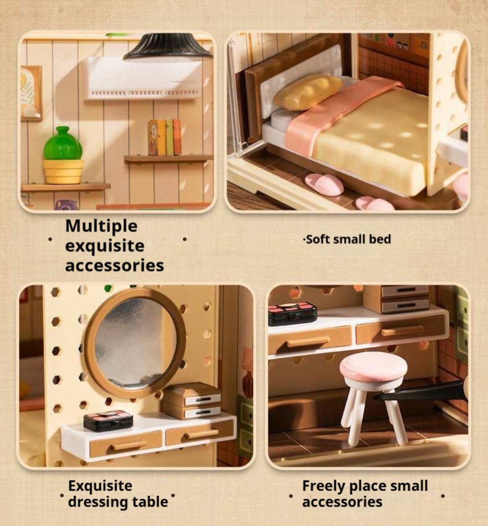 DIY Miniature House Kit, Tiny House Kit with Furniture and LED Light, Mini Blocks Model Kit Sets Dollhouse Gift
