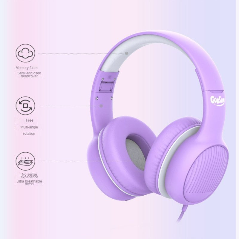 Gorsun Bluetooth Kids Headphone with Mic Stereo Music Volume Limited Children Wireless Headset Over Ear Toddler Earphone