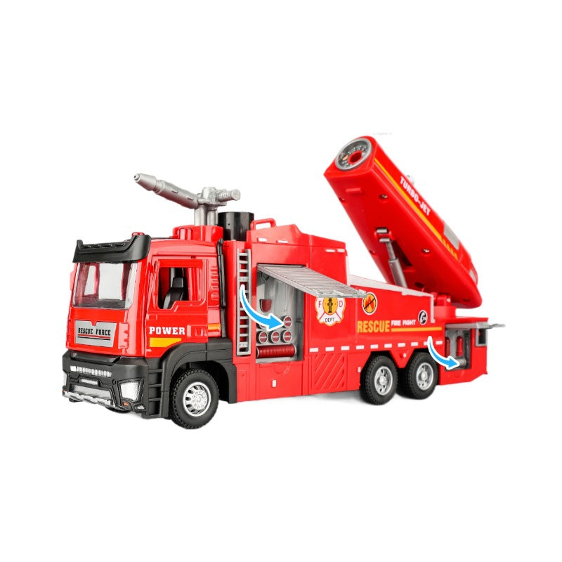 Kids Alloy Fire Truck Toy with Water Spray, Ladder Rescue Engineering Truck, Sprinkler Fire Engine Vehicle for Boys Gifts & Pretend Play