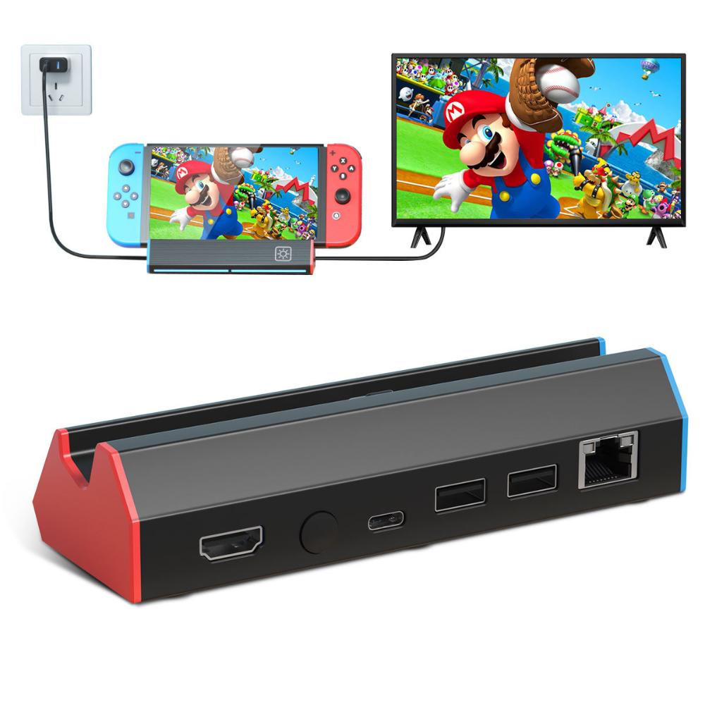 TV Docking Station for Switch/ Switch OLED/ Switch 2, Portable Charging Dock Station Base Multi-Port