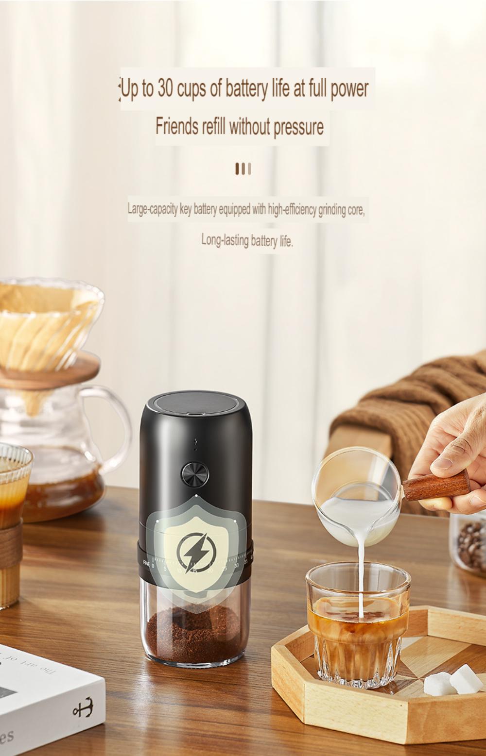 Portable Electric Burr Coffee Grinder, Small Electric Charging Mini Coffee Grinder with Multiple Grinding Settings