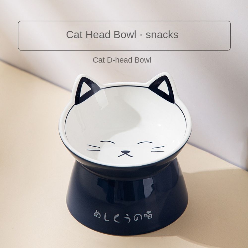 Japanese Style Ceramic Cat Bowl Double Food Dog Drinking Protect Cervical Spine Water Pet Supplies Bowl