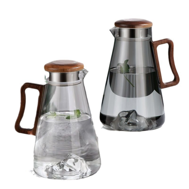 2L Heat Resistant Glass Water Pitcher with Handle, Thickened Glass Kettle Teapot, Juice Beverage Jug, Clear Water Carafe for Home Kitchen