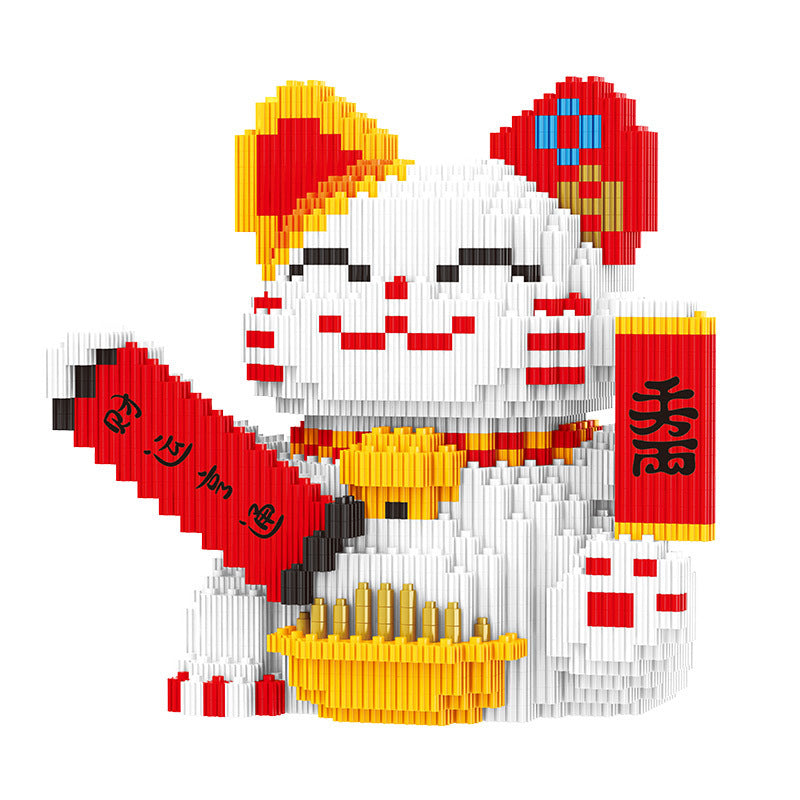 DIY Fortune Cat Lucky Cat Building Blocks Nano block Cartoon Toys Lucky Cat Building Blocks Birthday Gift Toy Linkgo Maneki-neko Lucky Cat Adult Educational Children Toy Model Ornament