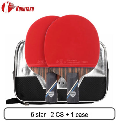 KOKUTAKU 6-Star ITTF Approved Table Tennis Bat Set, Carbon Ping Pong Paddle with 868 Double-Sided Rubber and Carry Case