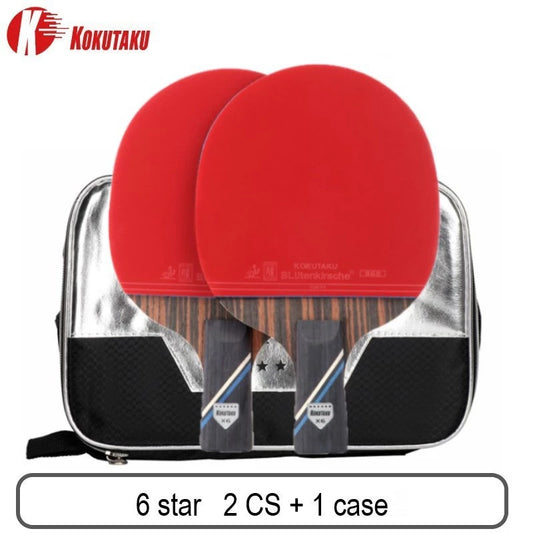 KOKUTAKU 6-Star ITTF Approved Table Tennis Bat Set, Carbon Ping Pong Paddle with 868 Double-Sided Rubber and Carry Case