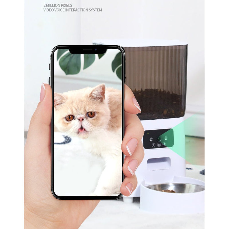5L Pet Feeder with Camera Automatic Cat Feeder Smart Dog Food Dispenser WiFi Timing Quantitative Stainless Steel Feeding Bowl