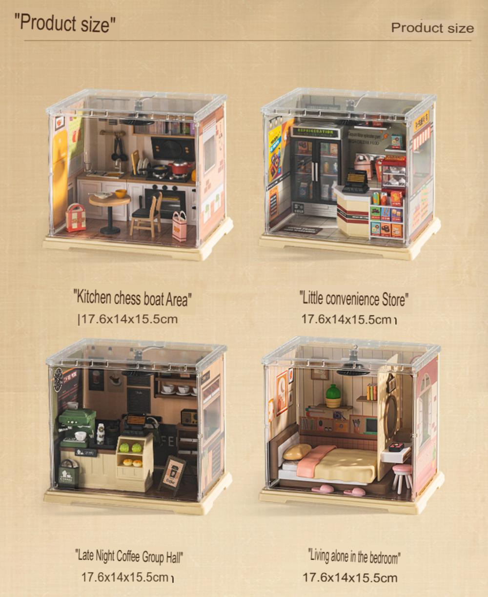 DIY Miniature House Kit, Tiny House Kit with Furniture and LED Light, Mini Blocks Model Kit Sets Dollhouse Gift