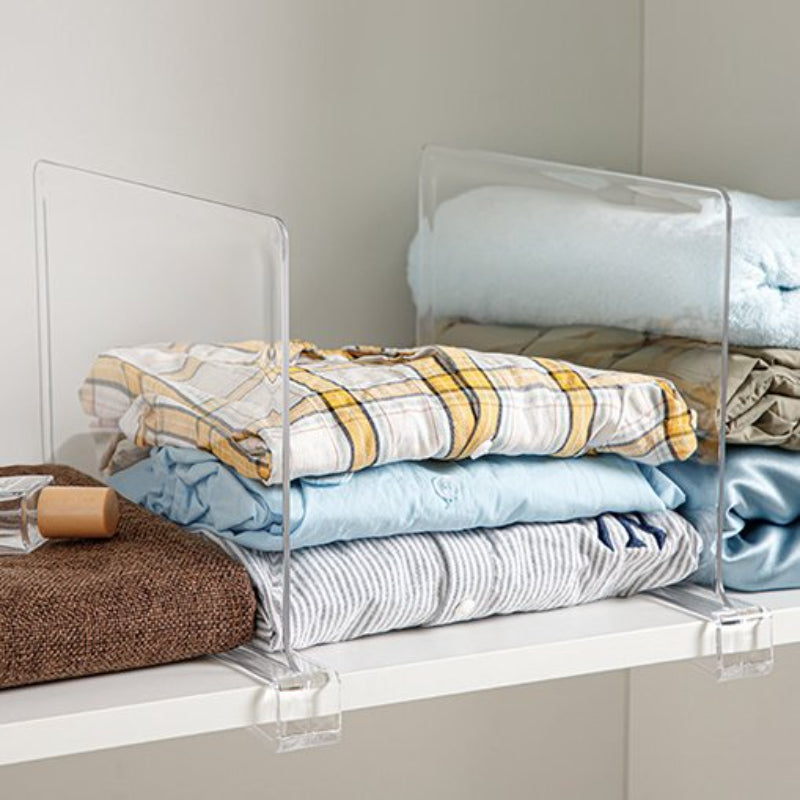 4pcs Acrylic Transparent Wardrobe Divider For Shelf Closet Wood Cabinets Non-slip Easy to Use Separator