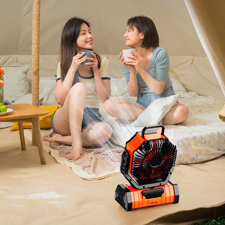 Camping Fan 20000mAh Rechargeable Outdoor Fan with LED Light Hook Remote Control Auto Oscillating