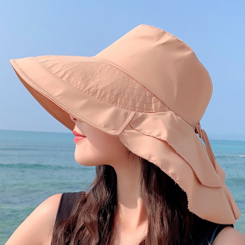 Crosail Women Bucket Summer Neck Protection Sun Hat Travel Broadside Outdoor Hat Wind proof Cotton Sun Hat