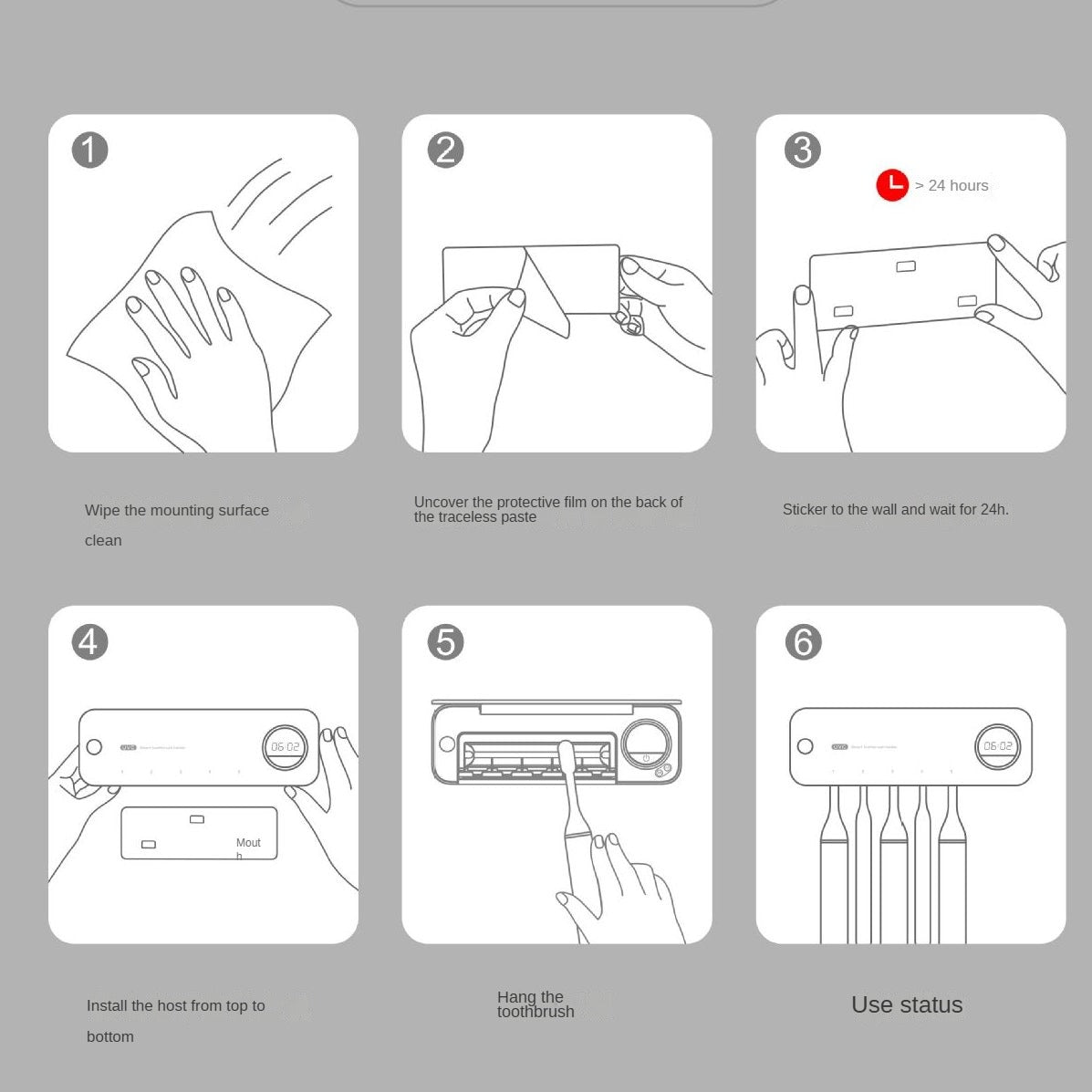 New UV Toothbrush Disinfection Box, Quick Drying Wall Mounted Toothbrush Holder With LED Display Screen, Storage Toothbrush Holder With Bathroom Accessories LED Display Screen