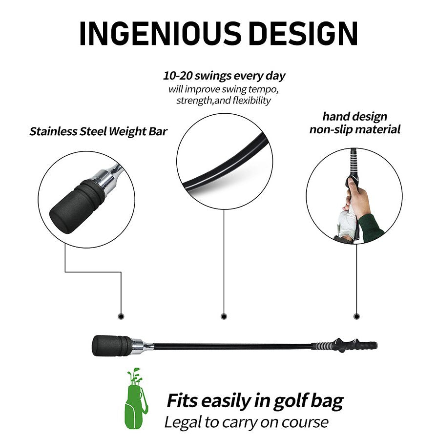 Golf Swing Trainer Black Indoor and Outdoor Practice Stick Hand Grip