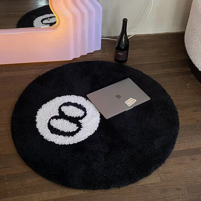 Simulation Billiards 8 Short Plush Area Rug Quick Absorb Thick Soft Water Absorption Round Carpet