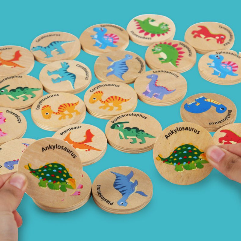 Children Wooden Toy Memory Find The Same Dinosaur Matching Jigsaw Puzzle Game Montessori Baby Educational Toys For Kids