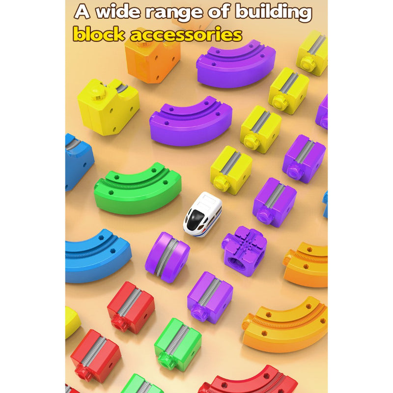 Electric Train Toy Set, Magic Track Cube 123 Particles Assembly, Electric Train DIY, Children's Toys, Suitable for 3-8 Years Old Boys Girls