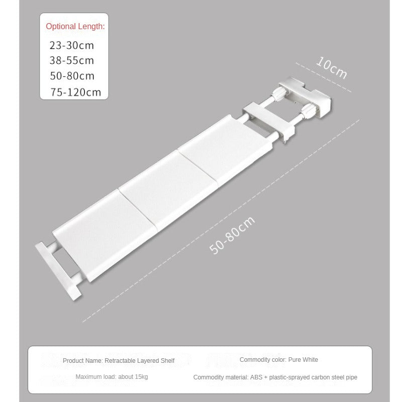 Organizer Rack Expandable Storage Shelves Adjustable Storage Shelf Closet Organizer Nail-Free Shelves Divider Wall-Mounted Kitchen Shelf