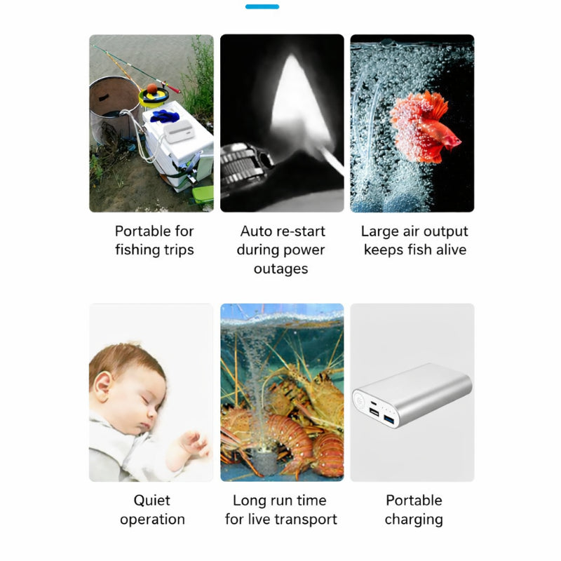 150 Hours Rechargeable Aquarium Air Pump AC/DC Oxygen Pump for Fish Tank, Adjustable Portable Battery Powered Aerator with USB Charging Backup Air Pump